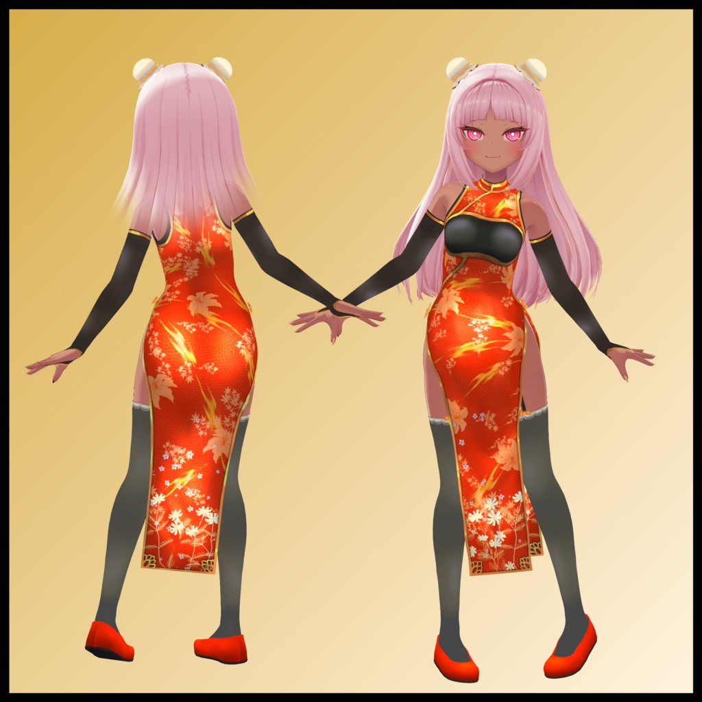 【ネフェル用】チャイナドレス/ 例のセーターC型 - China Dress/ Open Shoulder Sweater - for Nefer