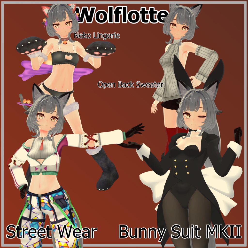 【ヴォルフロッテ用】バニースーツMKII/例のセーター/ストリートウェア/猫ランジェリー - Bunny Suit MKII/ Open Back Sweater/  Neko Lingerie/ Street Wear for Wolflotte