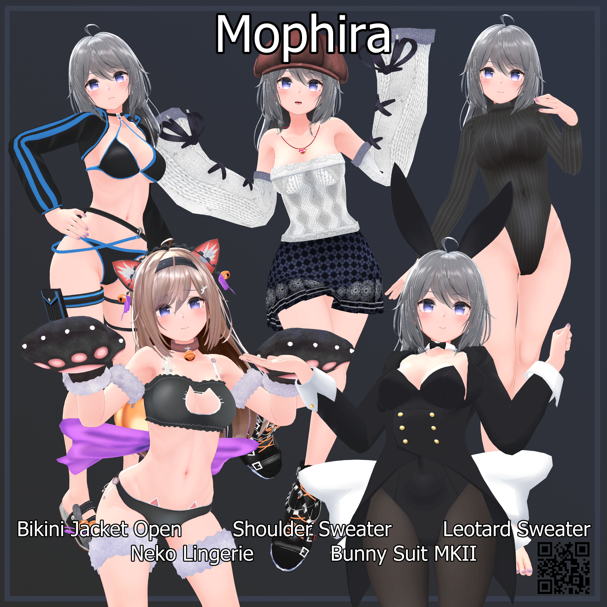 【モフィラ用】バニースーツMKII/レオタードセーター/例のセーターC型/ビキニジャケット/猫ランジェリー - Bunny Suit MKII/ Open Shoulder Sweater/ Leotard Sweater/ Bikini Jacket/ Neko Lingerie for Mophira