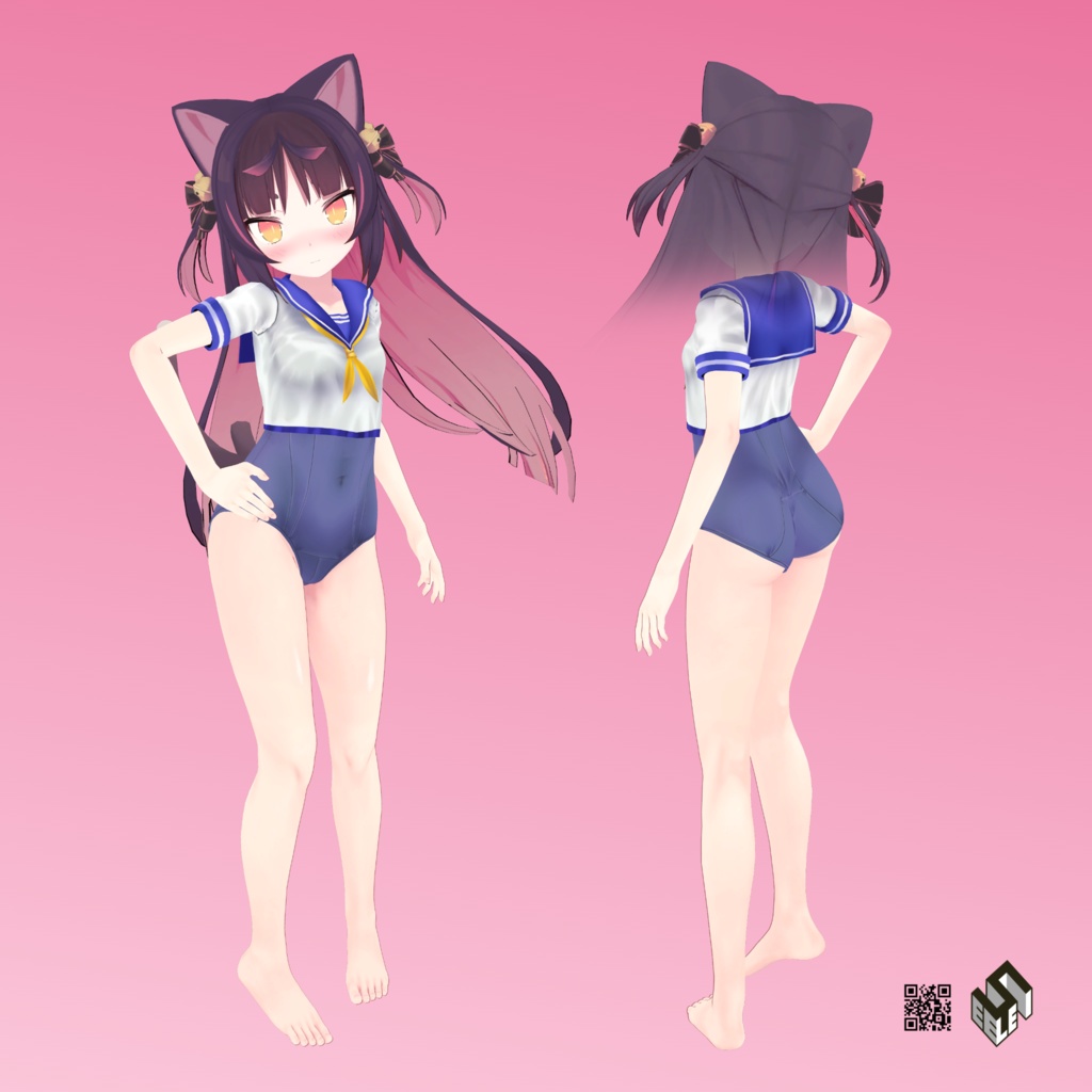 【猫山苗用】カジュアルゴシック/ セーラースクール水着/ 制服/ レオタードセーター/ 例のセーターC型 - Casual Gothic/ Sailor School Swimsuit/ School Uniform/ Leotard Sweater/ Open Shoulder Sweater - for Nekoyama Nae