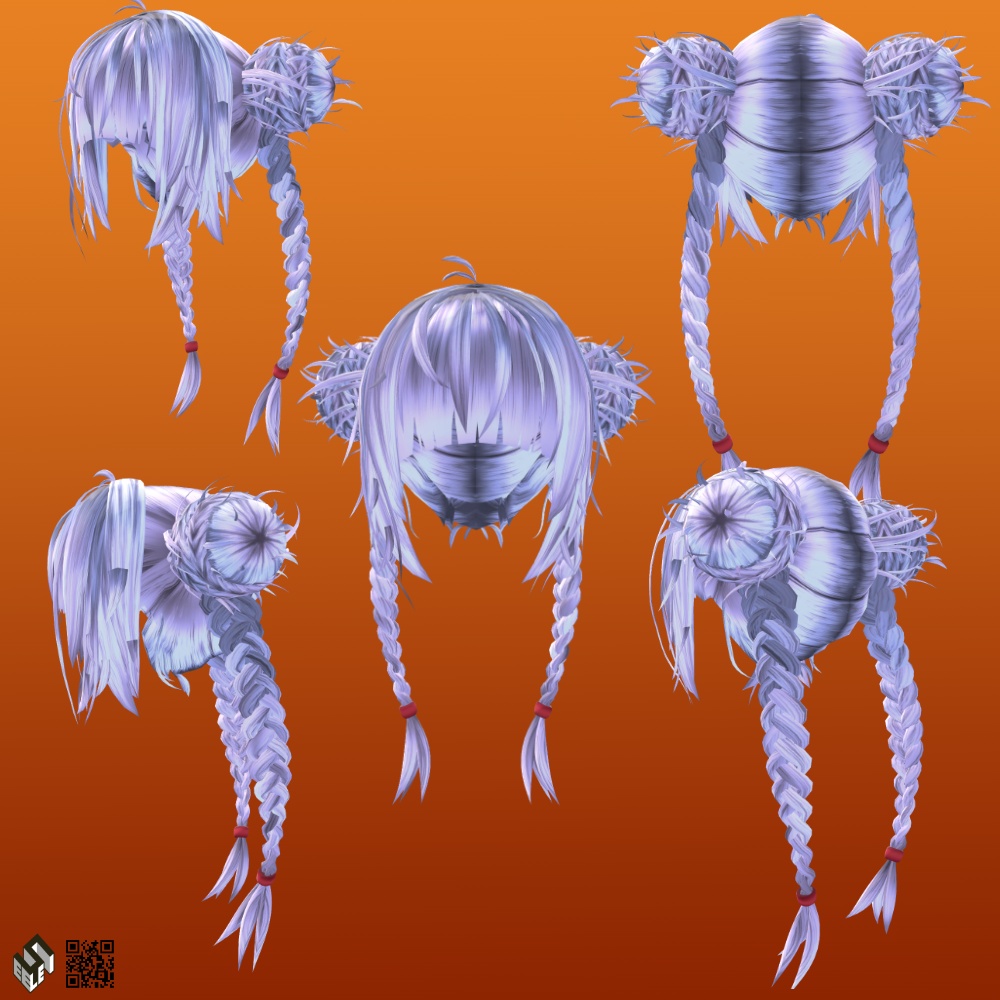 ねずみのみつあみバン - VRC用 - Mouse's Braid Buns