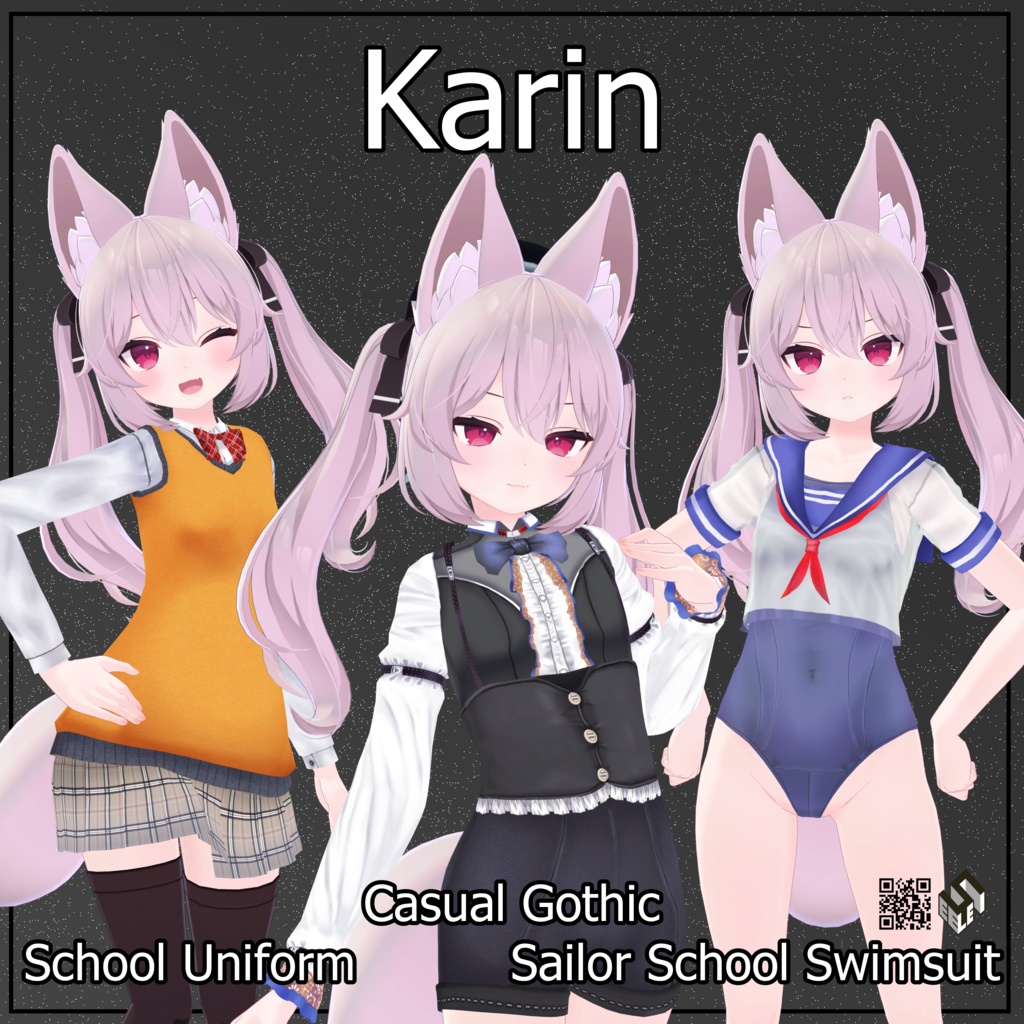 【カリン用】制服 /カジュアルゴシック/ セーラースクール水着 - School Uniform/ Sailor School Swimsuit/ Casual Gothic - for Karin