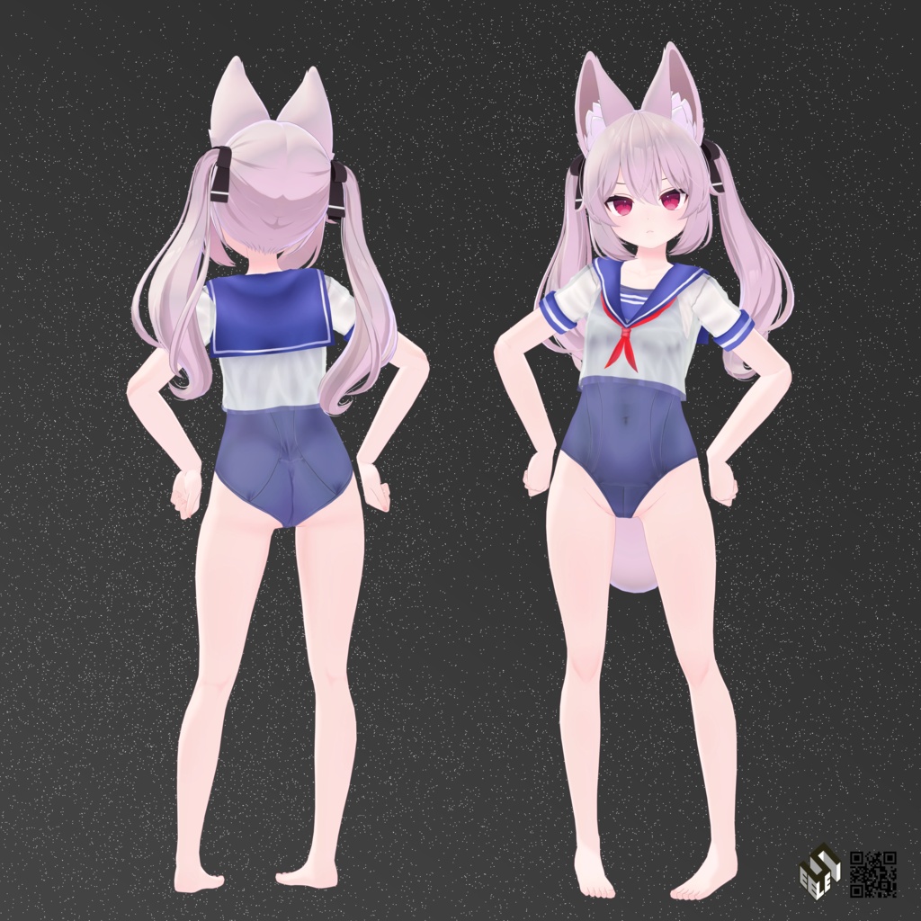 【カリン用】制服 /カジュアルゴシック/ セーラースクール水着 - School Uniform/ Sailor School Swimsuit/ Casual Gothic - for Karin