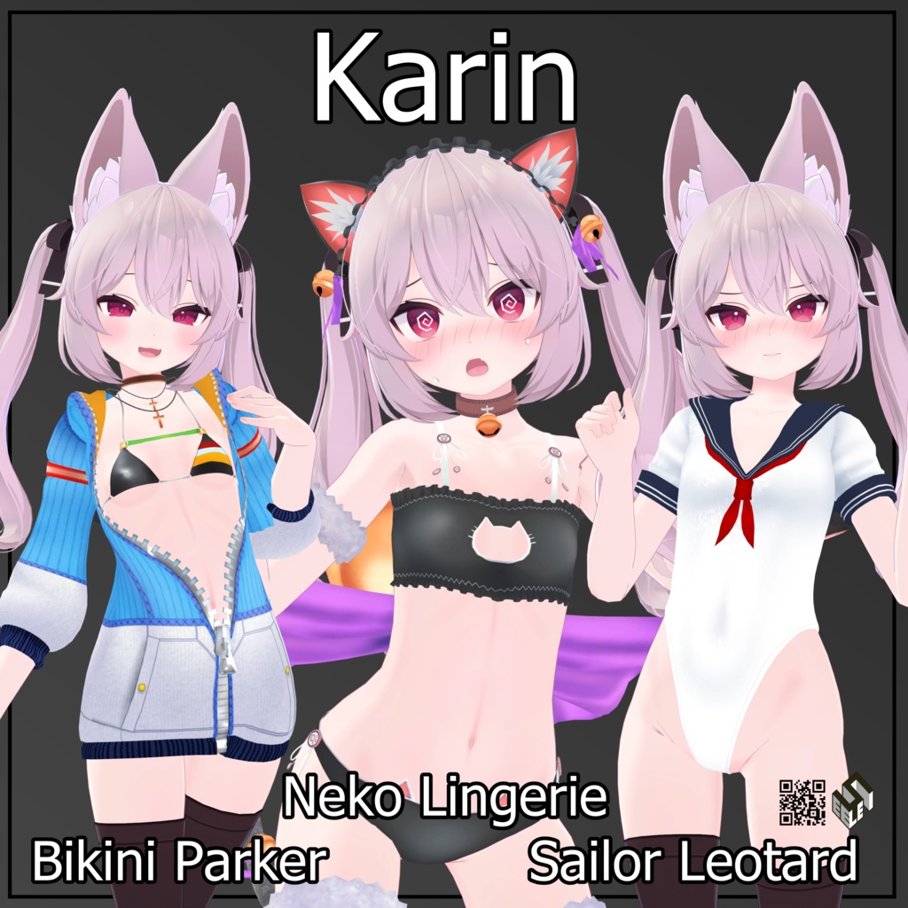 【カリン用】猫ランジェリー/ビキニパーカー/セーラーレオタード - Neko Lingerie/ Bikini Parker/ Sailor Leotard - for Karin