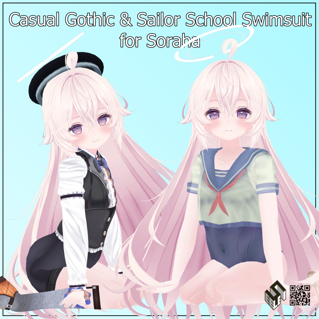 【ソラハ用】カジュアルゴシック/ セーラースクール水着 - Sailor School Swimsuit/ Casual Gothic - for Soraha