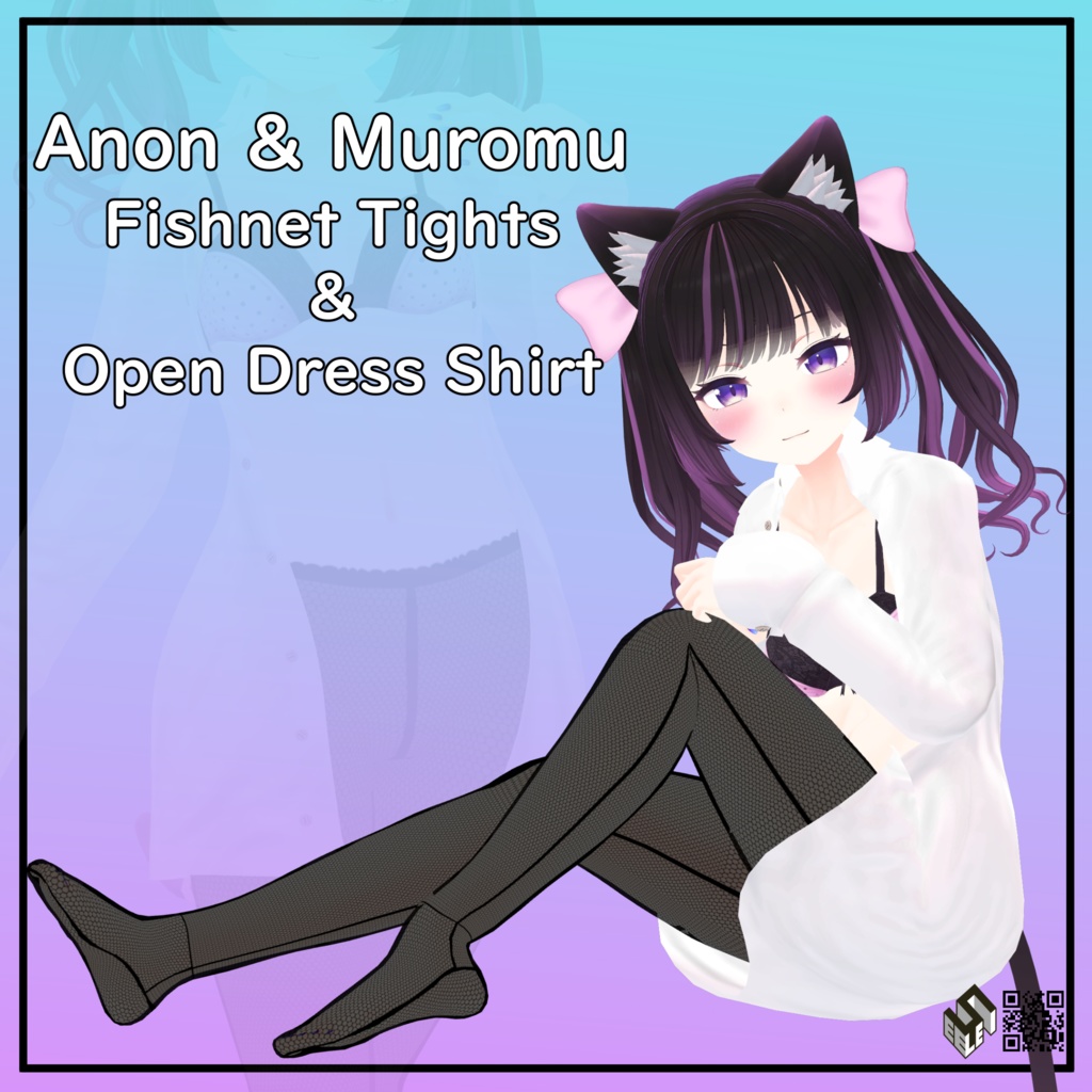【むろむ あのん用】開き彼シャツ/ 網タイツ - Open Dress Shirt/ Fishnet Tights for Anon & Muromu