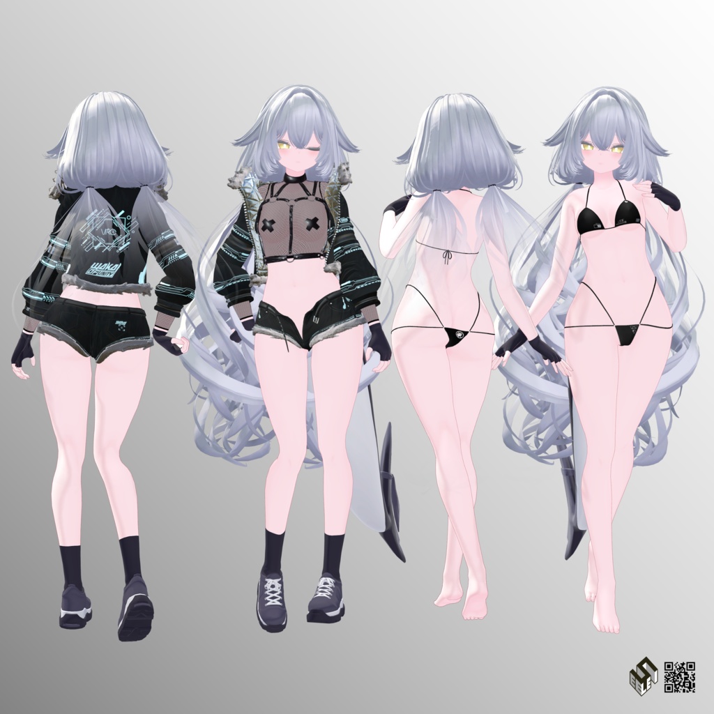 【ルルネ用】メッシュシャツ/ 上着・ツクンフト/ ホットパンツ・シュテルン/ シンプルビキニ - Fishnet Shirt/ Jacket -Zukunft /Hot Pants -Stern- / Simple Bikini - For Rurune