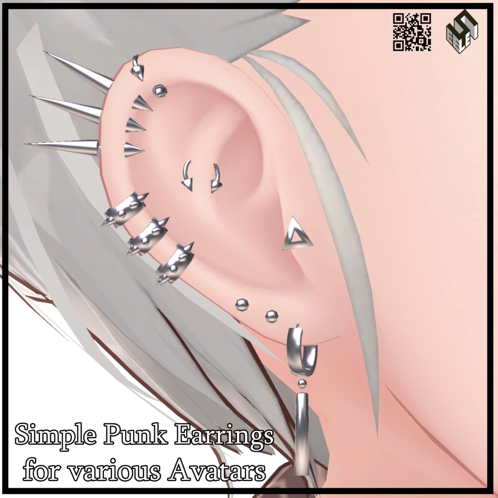 【10モデル対応】シンプルパンクピアス - Simple Punk Earrings For 10 Avatars
