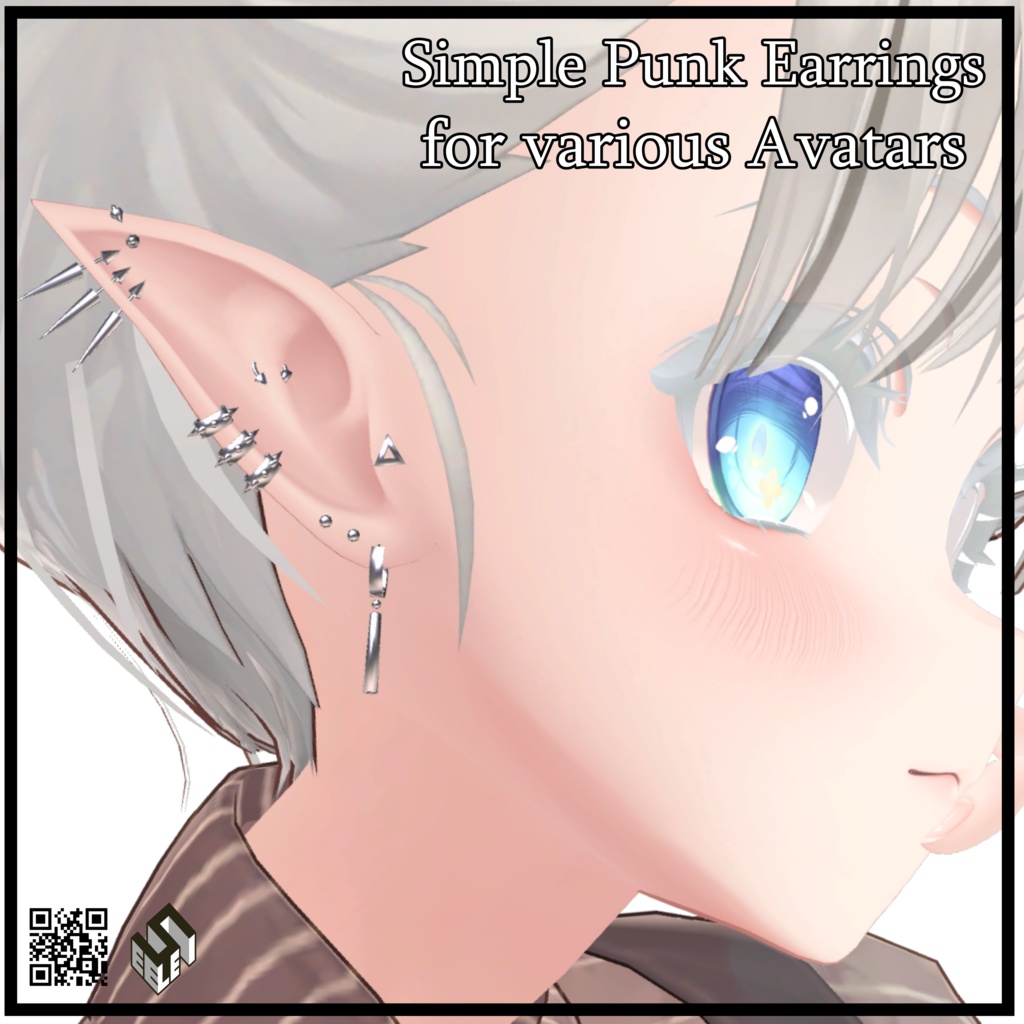 【10モデル対応】シンプルパンクピアス - Simple Punk Earrings For 10 Avatars