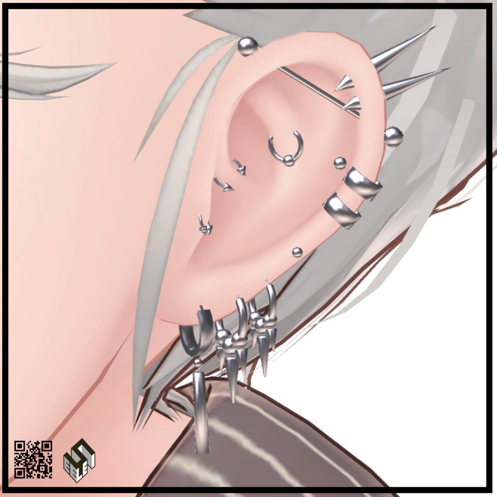 【10モデル対応】シンプルパンクピアス - Simple Punk Earrings For 10 Avatars