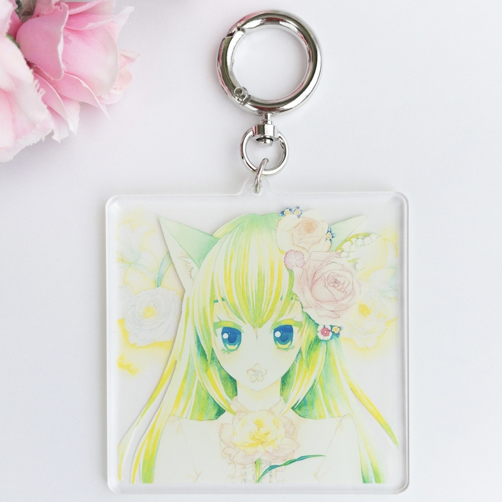 アクリルキーホルダー 立てば芍薬座れば牡丹歩く姿は百合の花