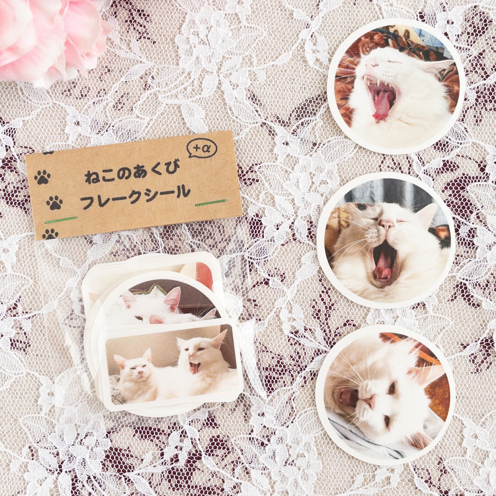 ねこのあくび+αフレークシール