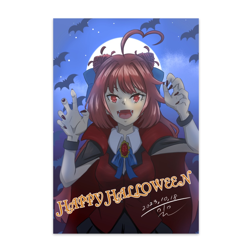 ハロウィン2023ポストカード_吸血鬼ちゃん