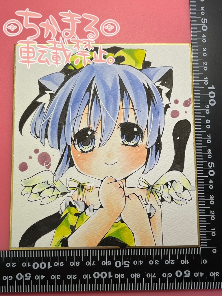 手描きイラスト★1/4色紙12×13.5cm★