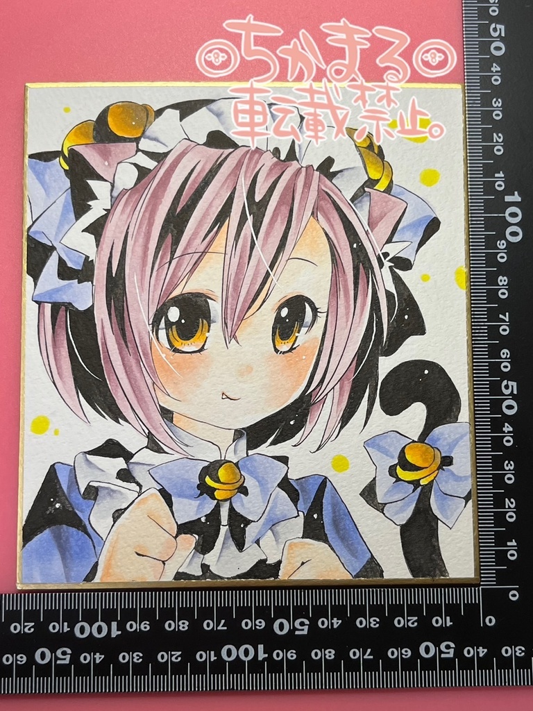 手描きイラスト★1/4色紙12×13.5cm★