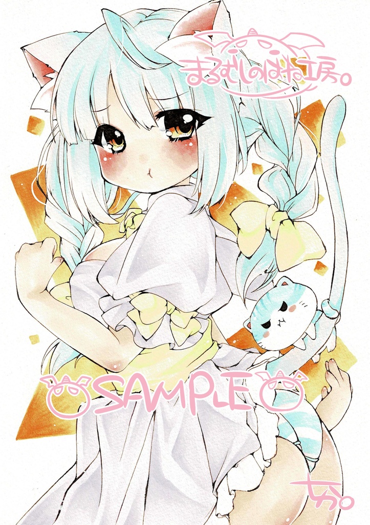 オリジナル手描きイラスト原画　B5　にゃんこさん