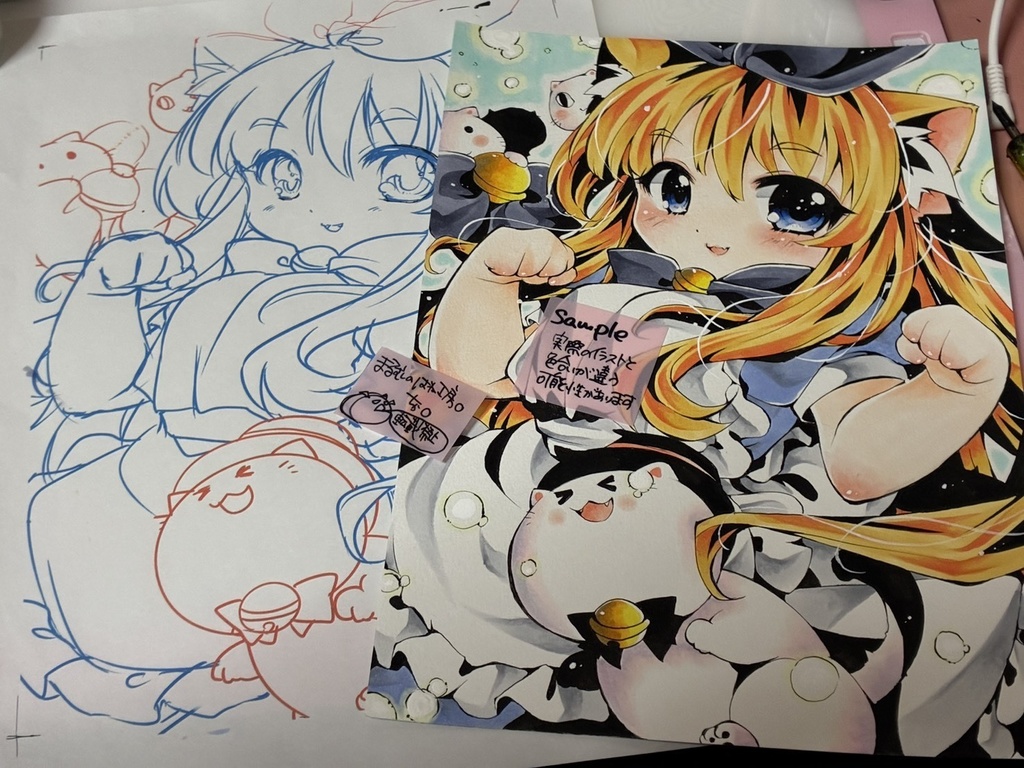 手描きイラスト原画 B5 アリスにゃんこさん