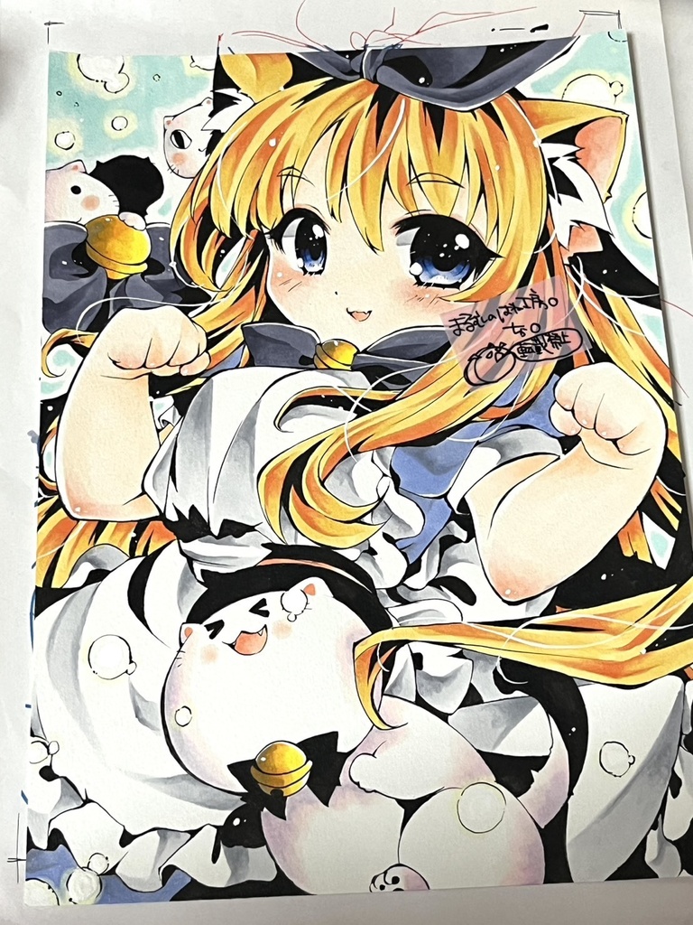 手描きイラスト原画 B5 アリスにゃんこさん