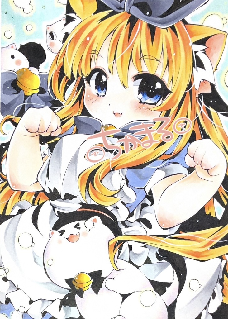 手描きイラスト原画　B5　アリスにゃんこさん