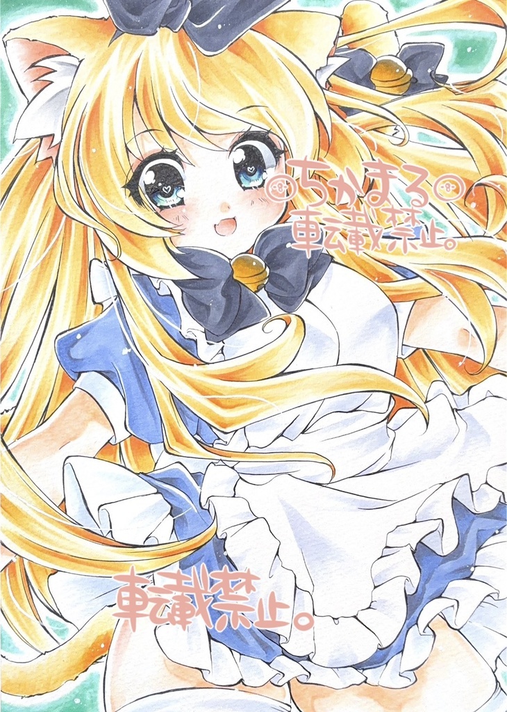 手描きイラスト原画　B5　アリスにゃんこさん２