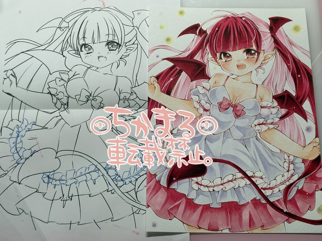 オリジナル手描きイラスト原画 B5 悪魔さん