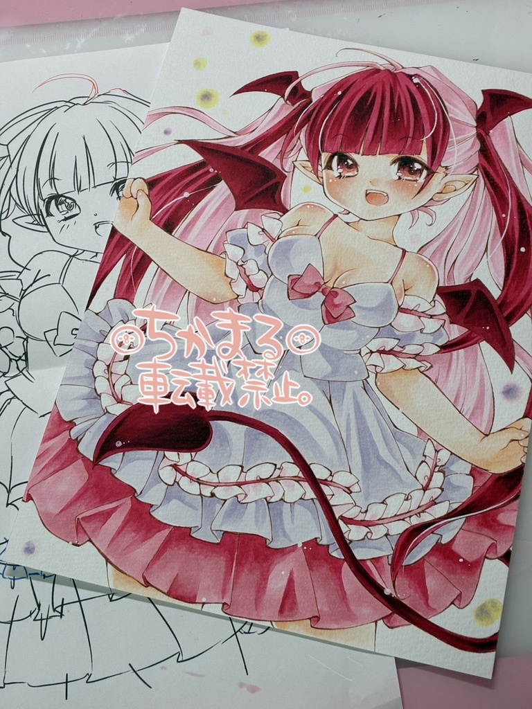 オリジナル手描きイラスト原画 B5 悪魔さん