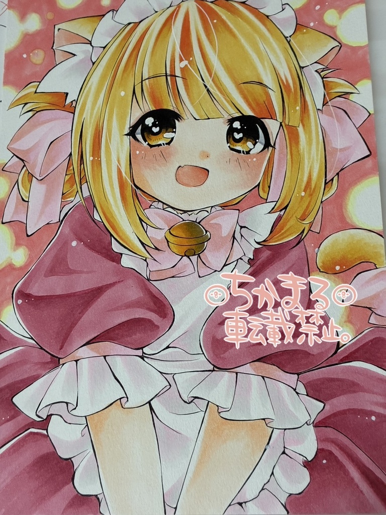 オリジナル手描きイラスト原画 B5 めいどにゃんこさん 猫 ケモミミ 擬人化 メイド