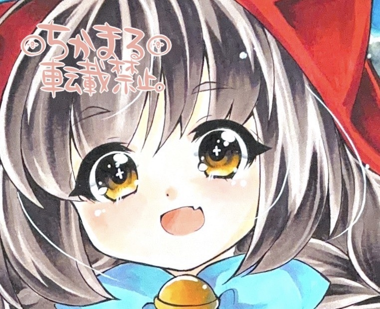 オリジナル手描きイラスト原画　B5　赤ずきんにゃんこさん２　童話　猫　ケモミミ　擬人化