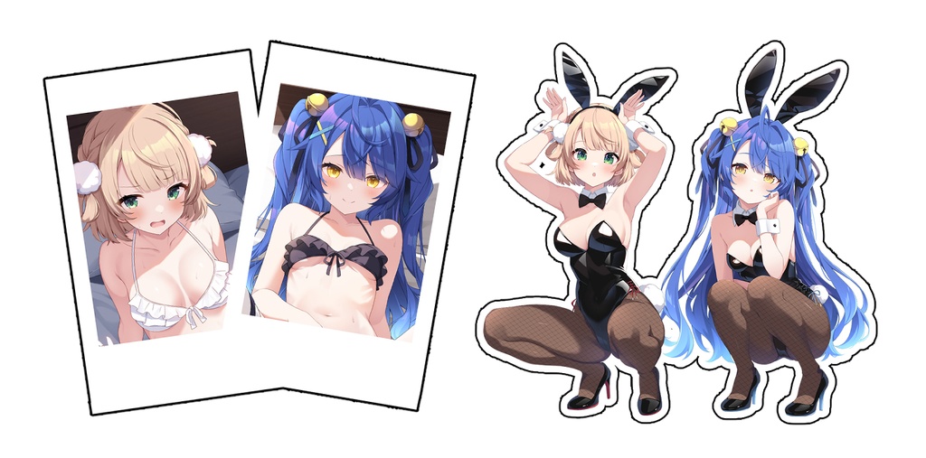 2026/1/3,18:00販売開始【非公式】【C107】しぐれうい＆天宮こころ  チェキ風カード&ステッカーセット