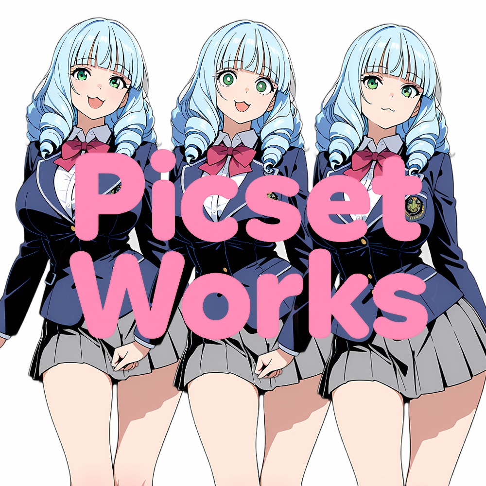 放課後トリオ - 女子高生立ち絵素材3体セット(表情差分付き)