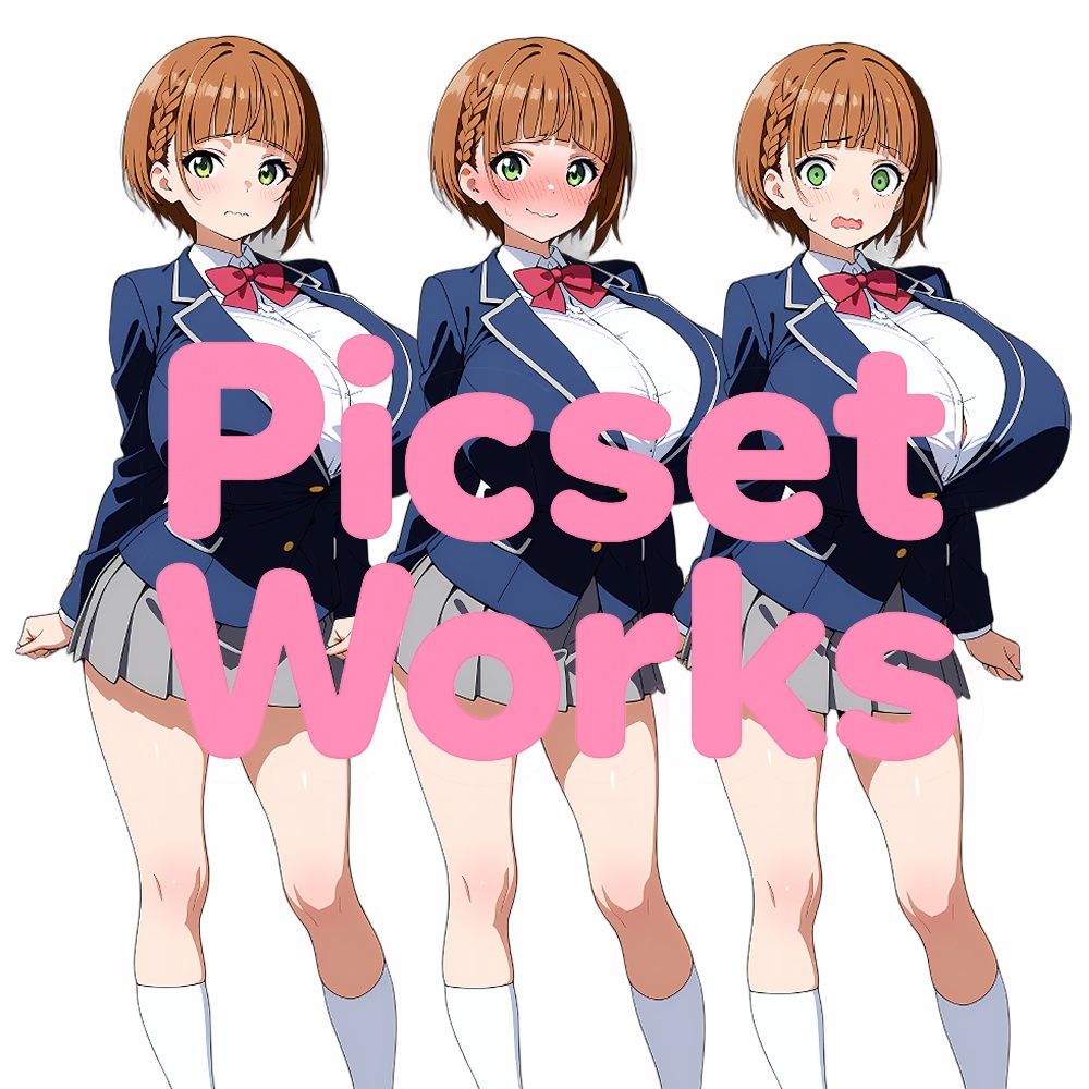 放課後トリオ2 - 女子高生立ち絵素材3体セット(表情差分付き)