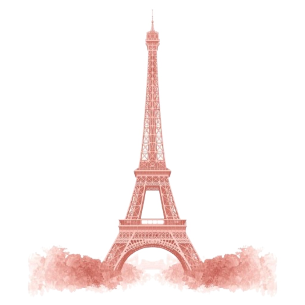 水彩ピンクのアンティーク旅行クリップアートセット(全11種類)