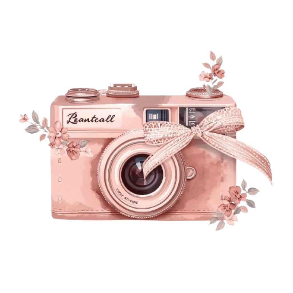 水彩ピンクのアンティーク旅行クリップアートセット(全11種類)