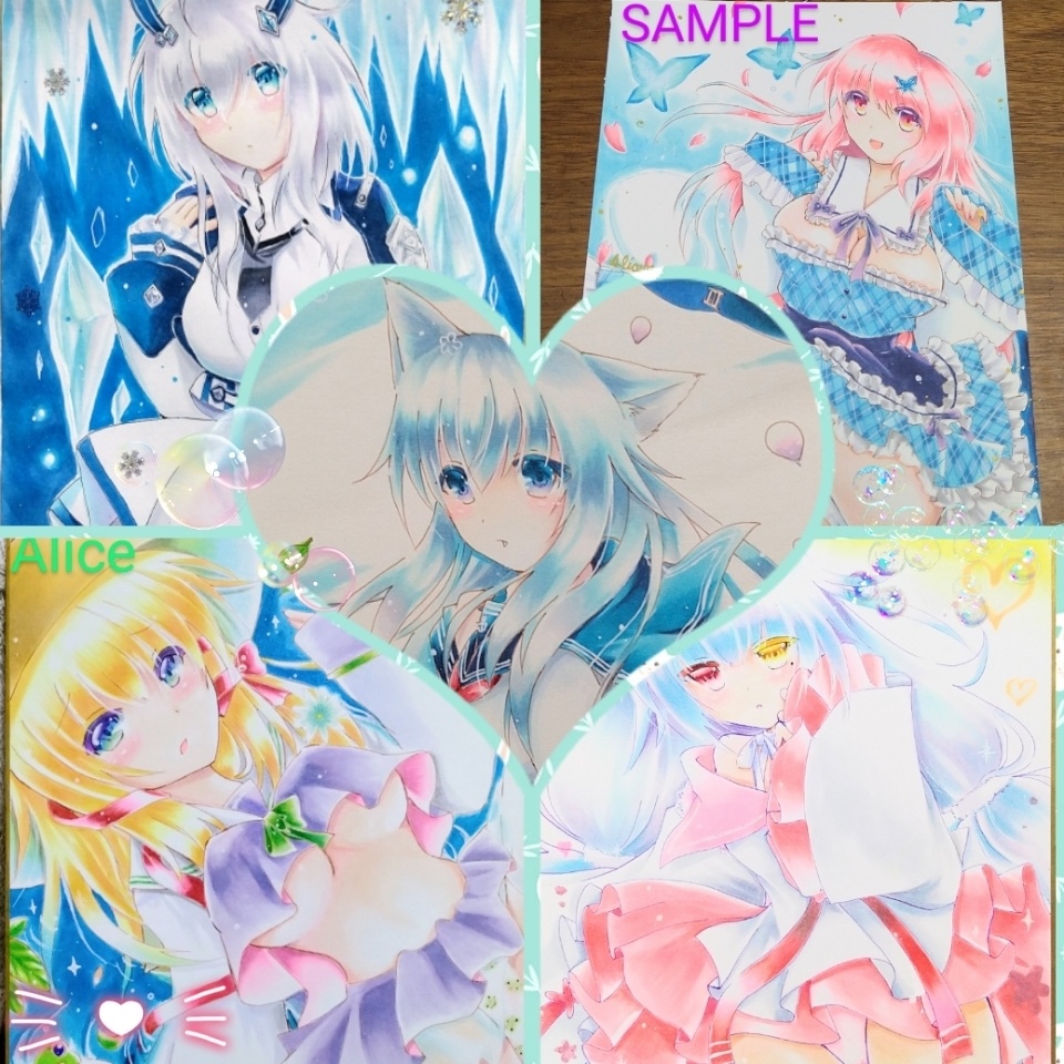 同人手描きイラストリクエスト簡易オーダー★ポストカード、小色紙size