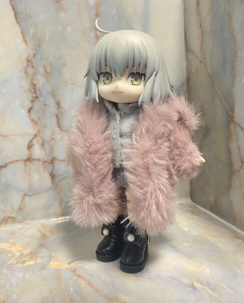 フェイクファーコート くすみピンク