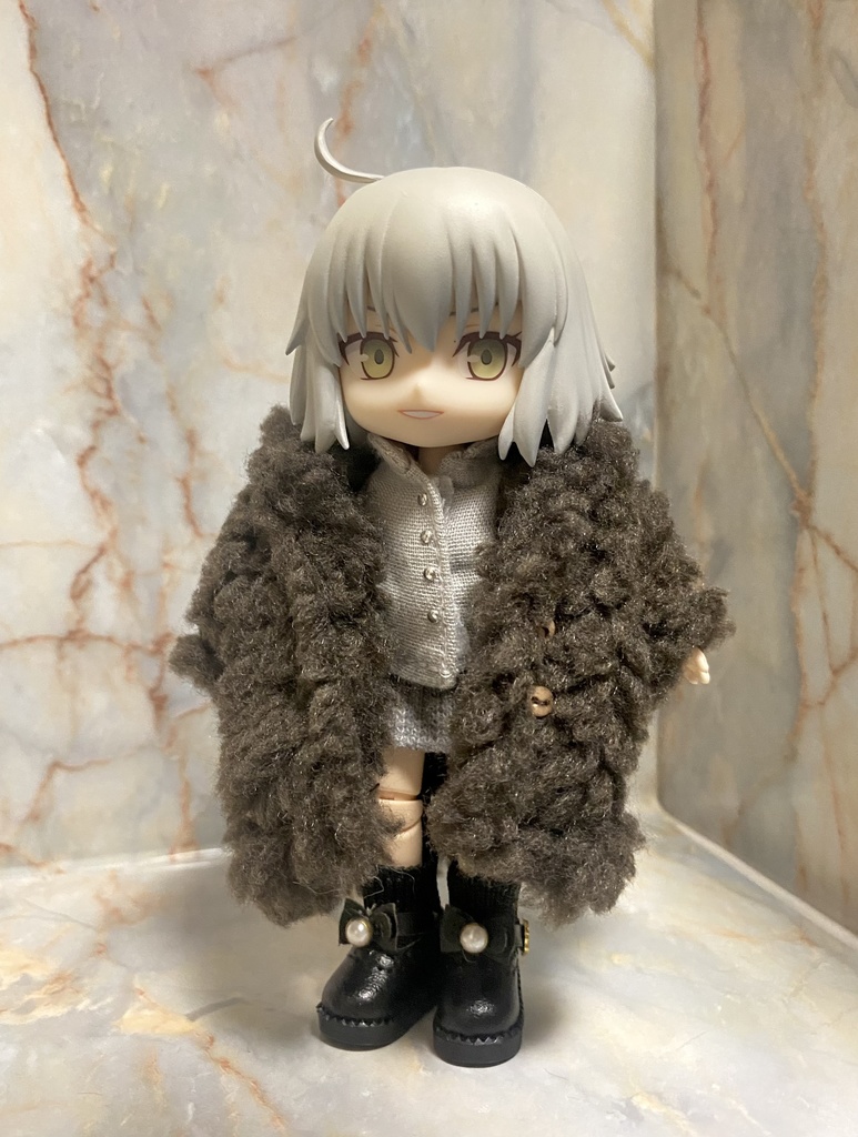 手触りフワフワ生地コート ダークブラウン