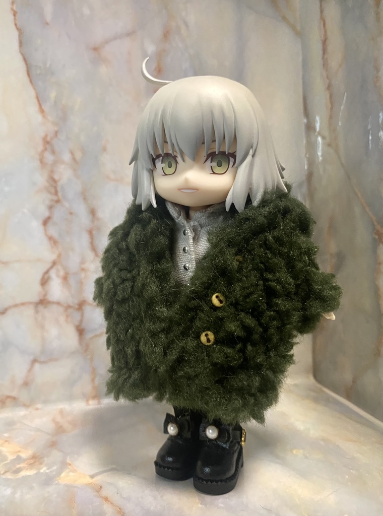 手触りフワフワ生地コート ダークグリーン