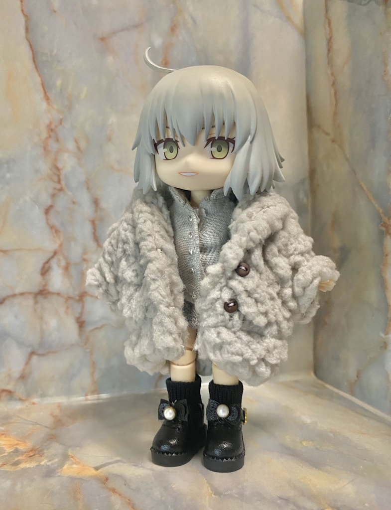 手触りフワフワ生地コート グレーベージュ