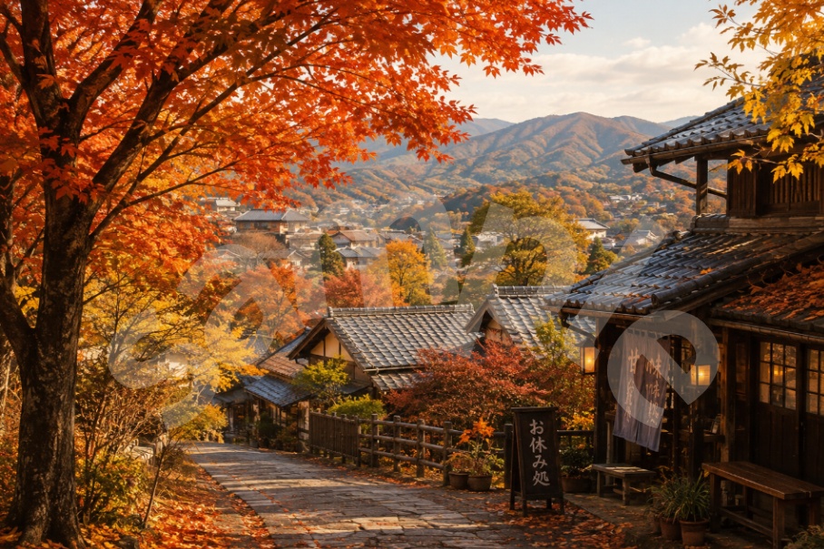 [残り１０組限定]「日本の秋｜紅葉に包まれた和風の町並み」🗾🇯🇵