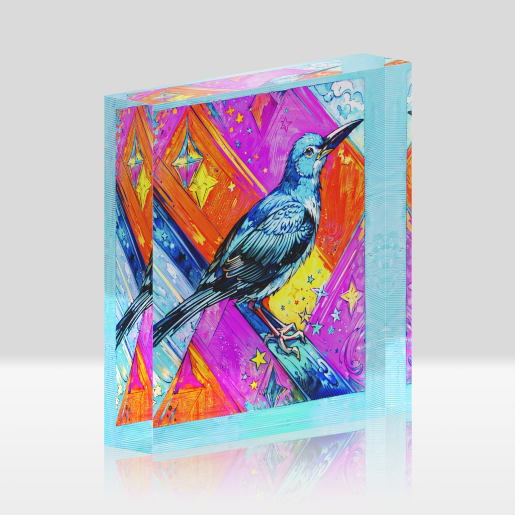 幸運の青い鳥アクリルブロック