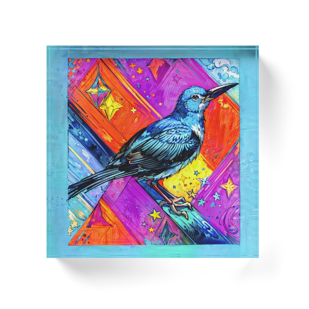 幸運の青い鳥アクリルブロック
