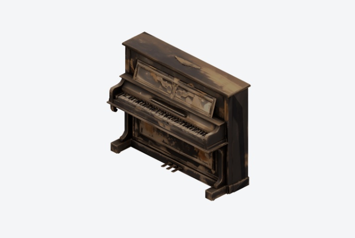 Cursed Organ Piano|呪われたオルガンピアノ 3D アセット ホラー ローポリ fbx