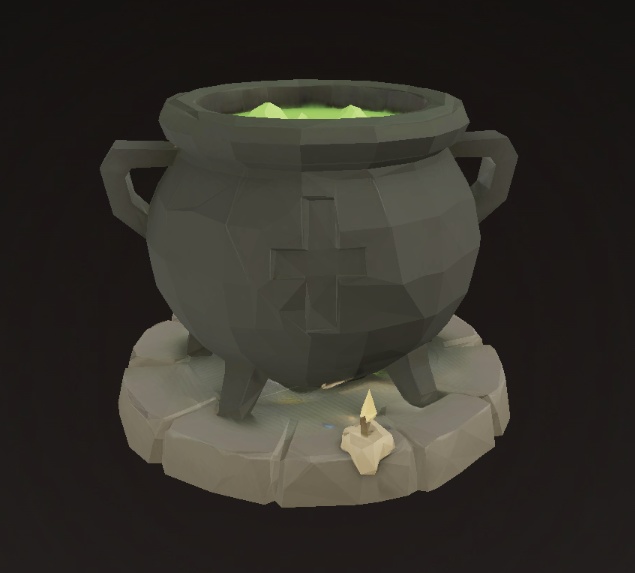 魔女の大釜（緑の湧き液） / Witch’s Cauldron (Green Brew)［Lowpoly FBX］
