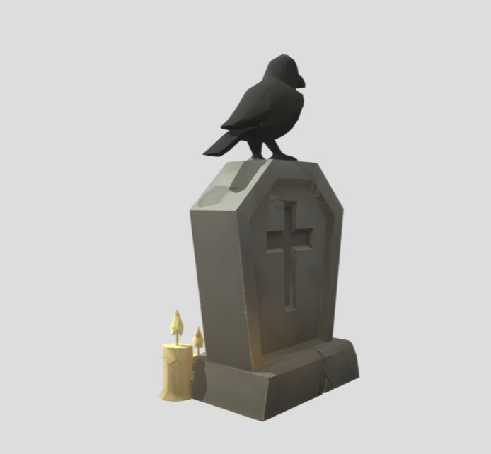 カラスの墓標とロウソク / Raven Gravestone with Candles