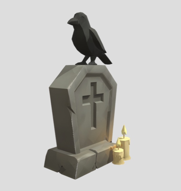 カラスの墓標とロウソク / Raven Gravestone with Candles