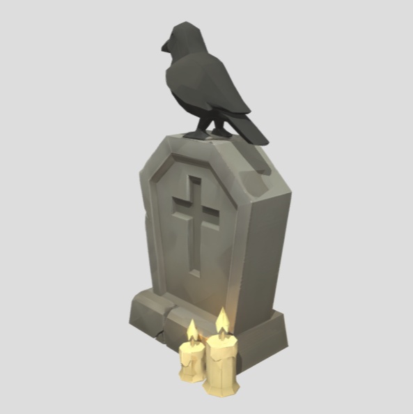カラスの墓標とロウソク / Raven Gravestone with Candles