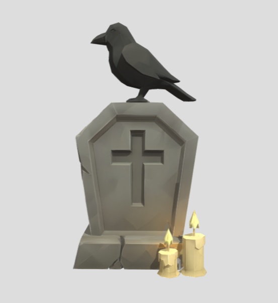 カラスの墓標とロウソク / Raven Gravestone with Candles