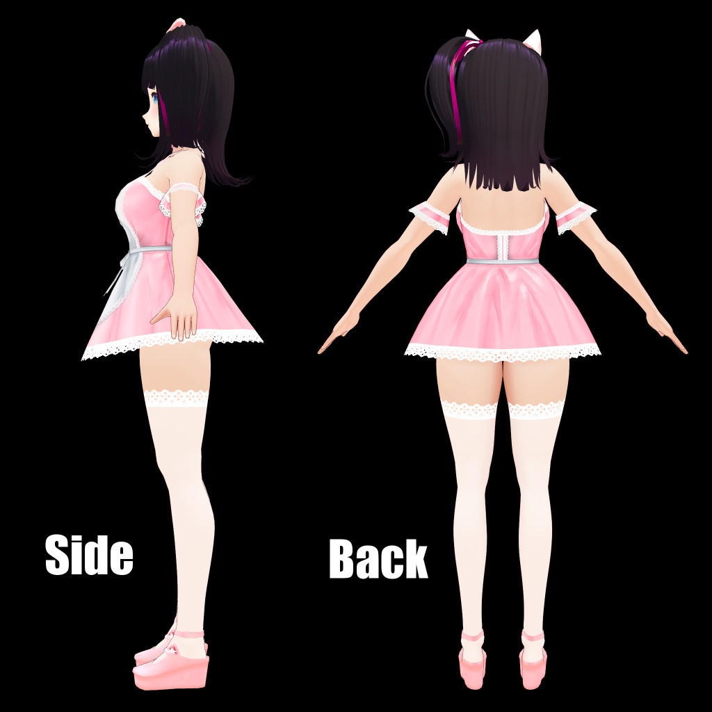 VRoid エプロンちゃん(ネコミミ&ネコミミサンダル)