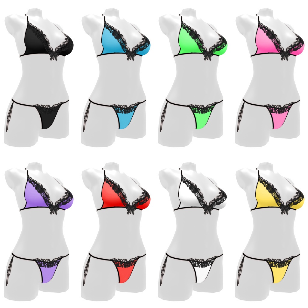 VRoidランジェリー21 ツートーン紐パン紐ブラセット