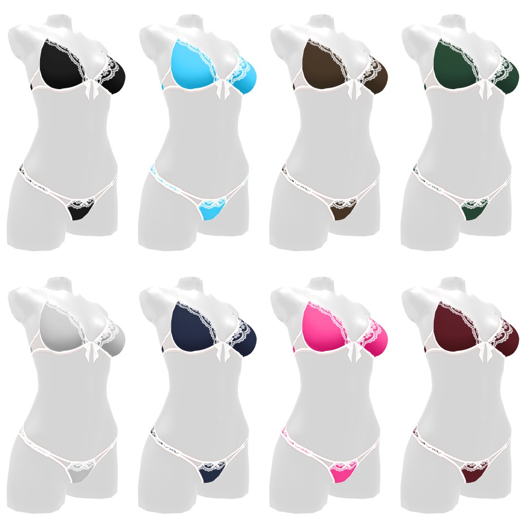 VRoidランジェリー35 シックデザインショーツ&ブラセット